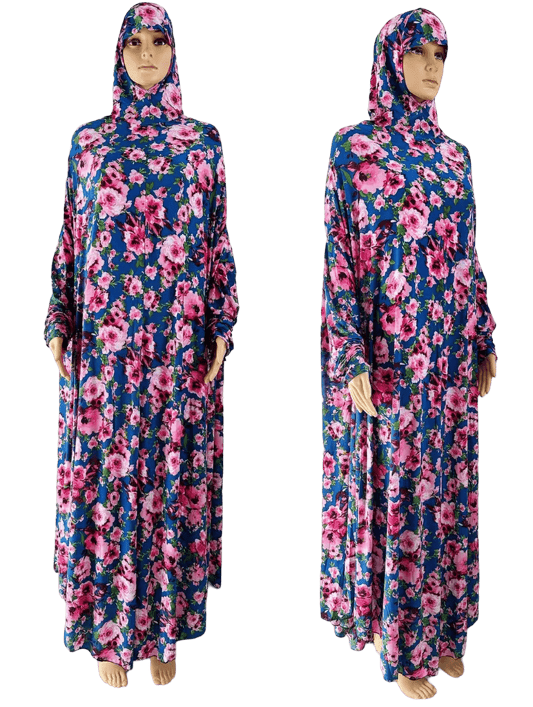 Floral 1 Piece Women's Salat Prayer Dress - 145 cm/57 in (10 Designs) - www.DeeneeShop.com