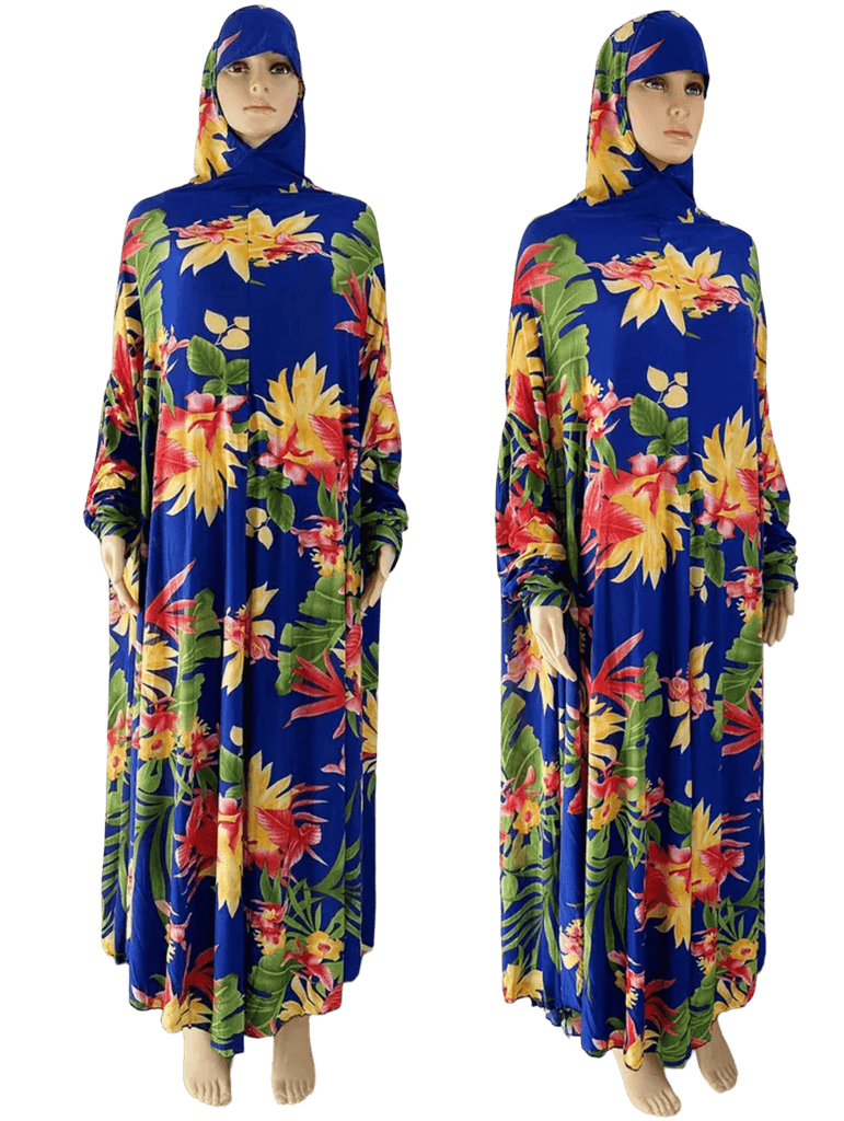 Floral 1 Piece Women's Salat Prayer Dress - 145 cm/57 in (10 Designs) - www.DeeneeShop.com