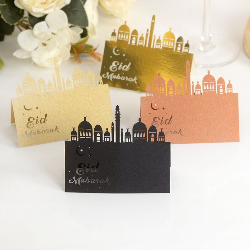 10/20 Pcs Eid Mubarak Postcards, Seat Place Cards, Table Decorations (5 Colors) - www.DeeneeShop.com
