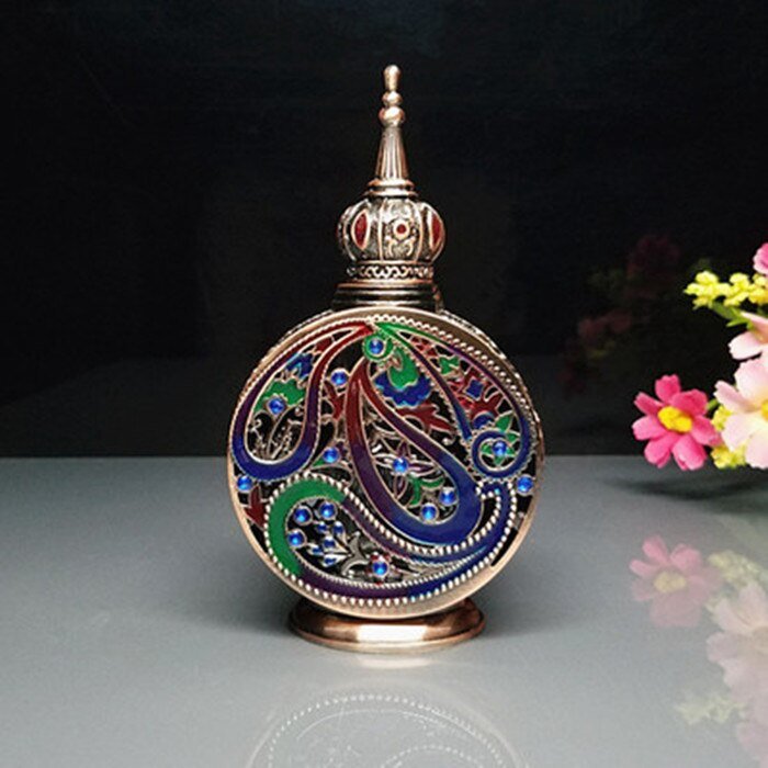 12 ML Essential Oil Ornate Perfume Bottle with Antique Finish - www.DeeneeShop.com