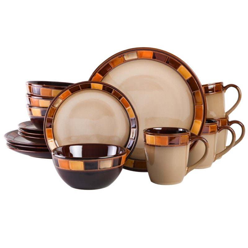 16 Piece Dinnerware Plates, Bowls, and Mugs Set - www.DeeneeShop.com