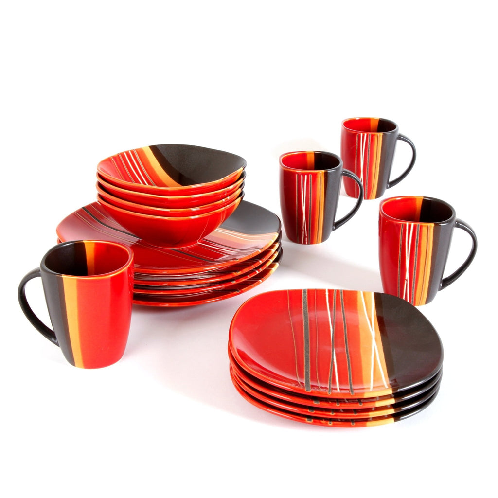 16-piece Multi-Color Ceramic Dinnerware Set (4 Colors) - www.DeeneeShop.com