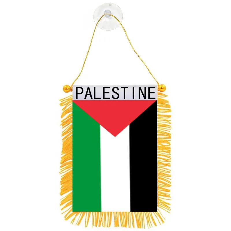 Hanging Palestine Flag for Car Window with Pole & Suction Cup - www.DeeneeShop.com