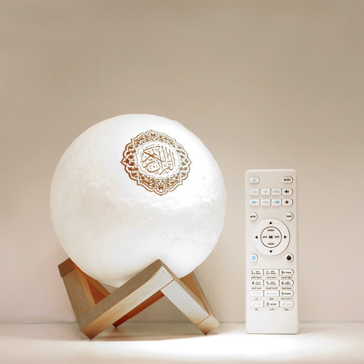 Quran Moon Light/Lamp Bluetooth Speaker, Remote Control, 3 Speakers, 8 GB Memory, Rechargeable Battery - www.DeeneeShop.com