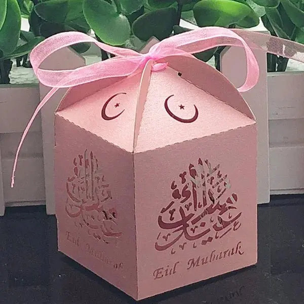 10 Pcs Eid Mubarak Candy Favors Gift Box (12 Colors) - www.DeeneeShop.com