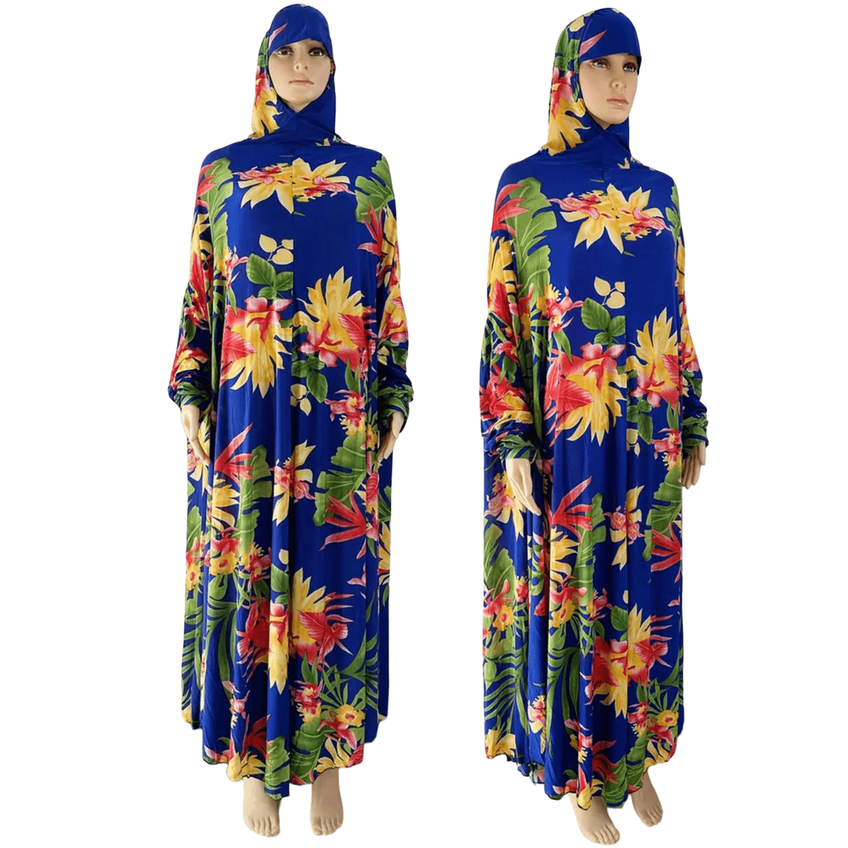 Floral 1 Piece Women's Salat Prayer Dress - 145 cm/57 in (10 Designs) - www.DeeneeShop.com