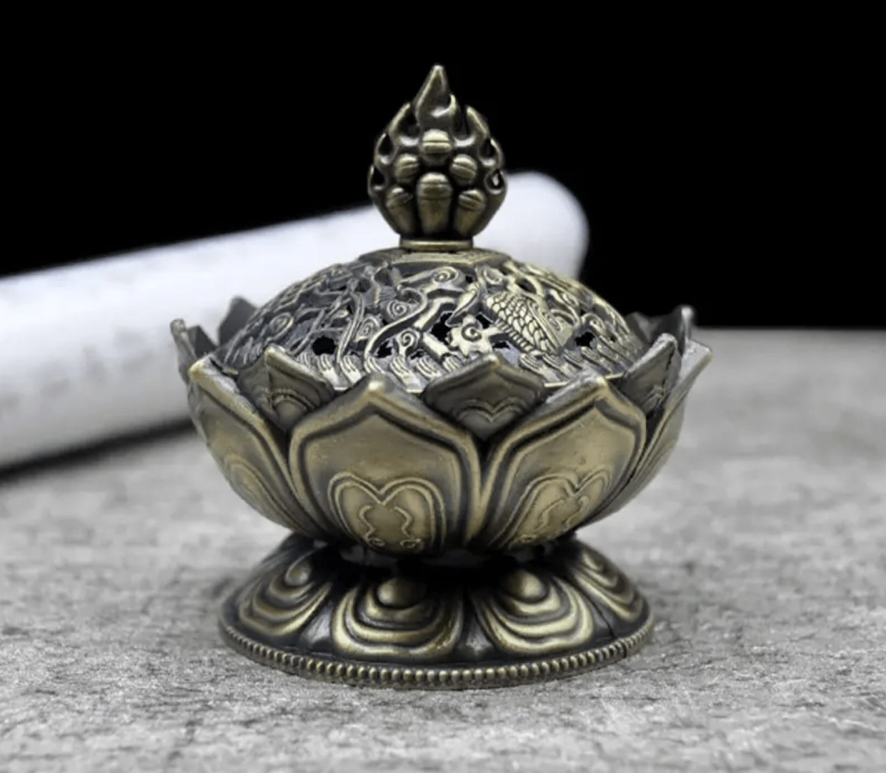 Lotus Flower Brass Metal Incense Burner (3 Colors) - www.DeeneeShop.com