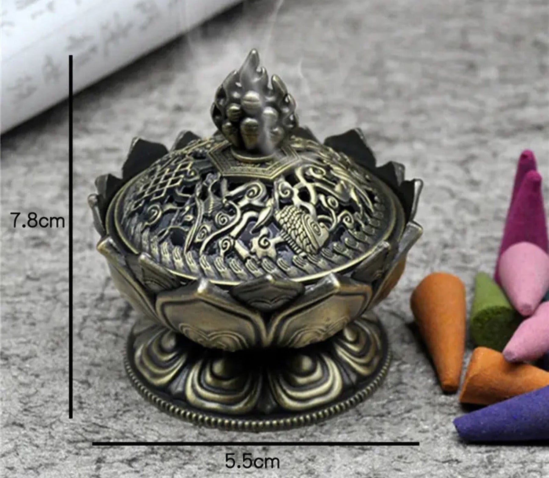 Lotus Flower Brass Metal Incense Burner (3 Colors) - www.DeeneeShop.com