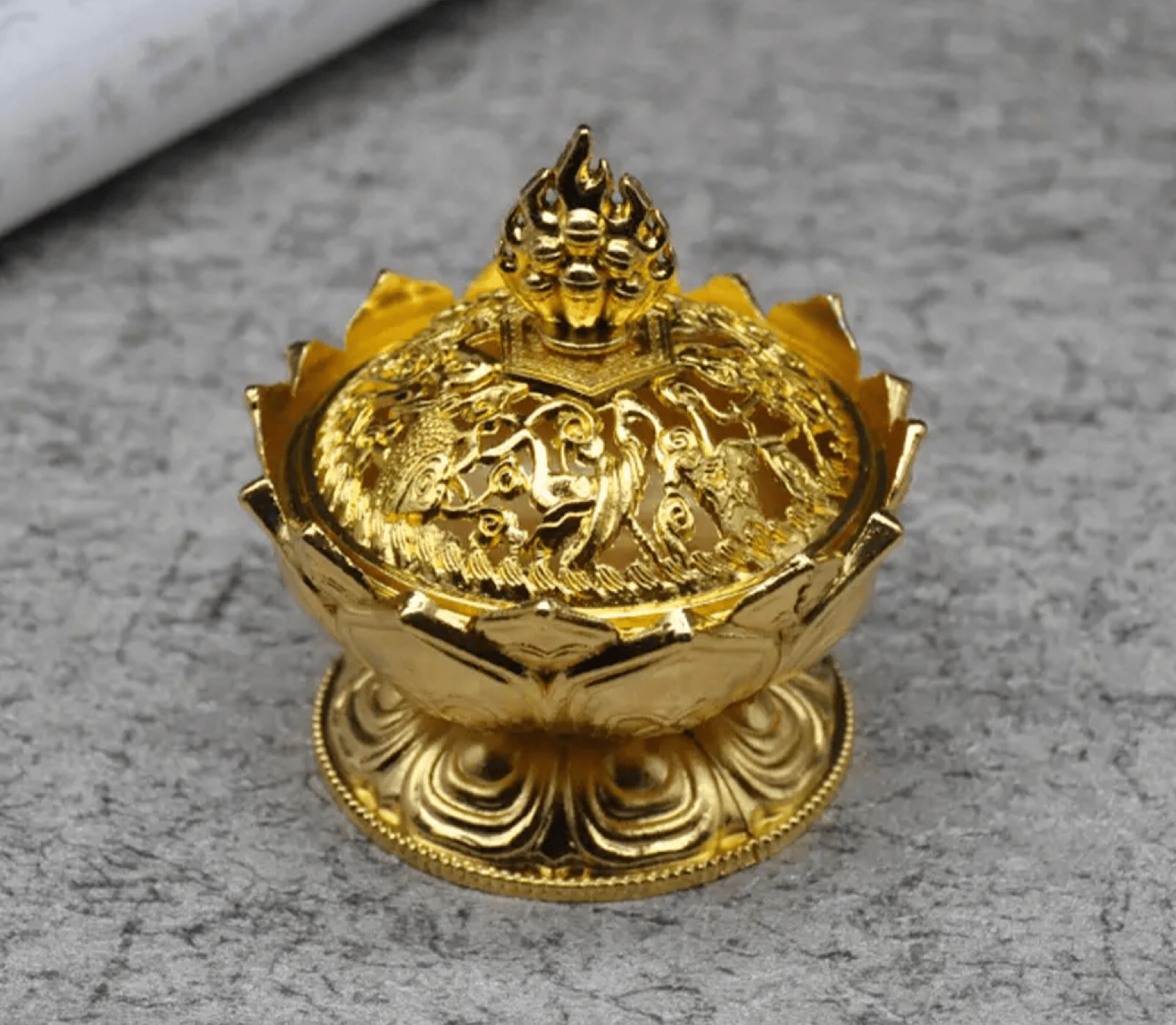 Lotus Flower Brass Metal Incense Burner (3 Colors) - www.DeeneeShop.com