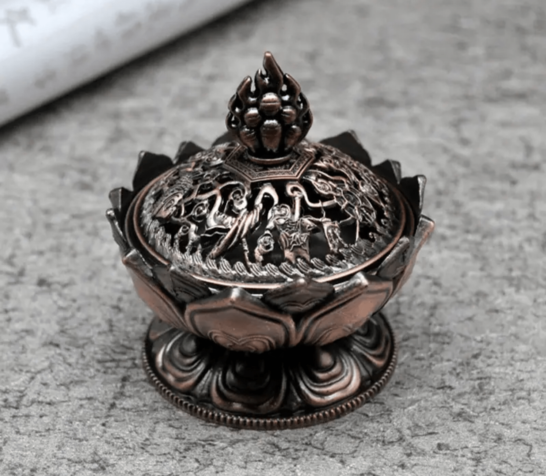 Lotus Flower Brass Metal Incense Burner (3 Colors) - www.DeeneeShop.com