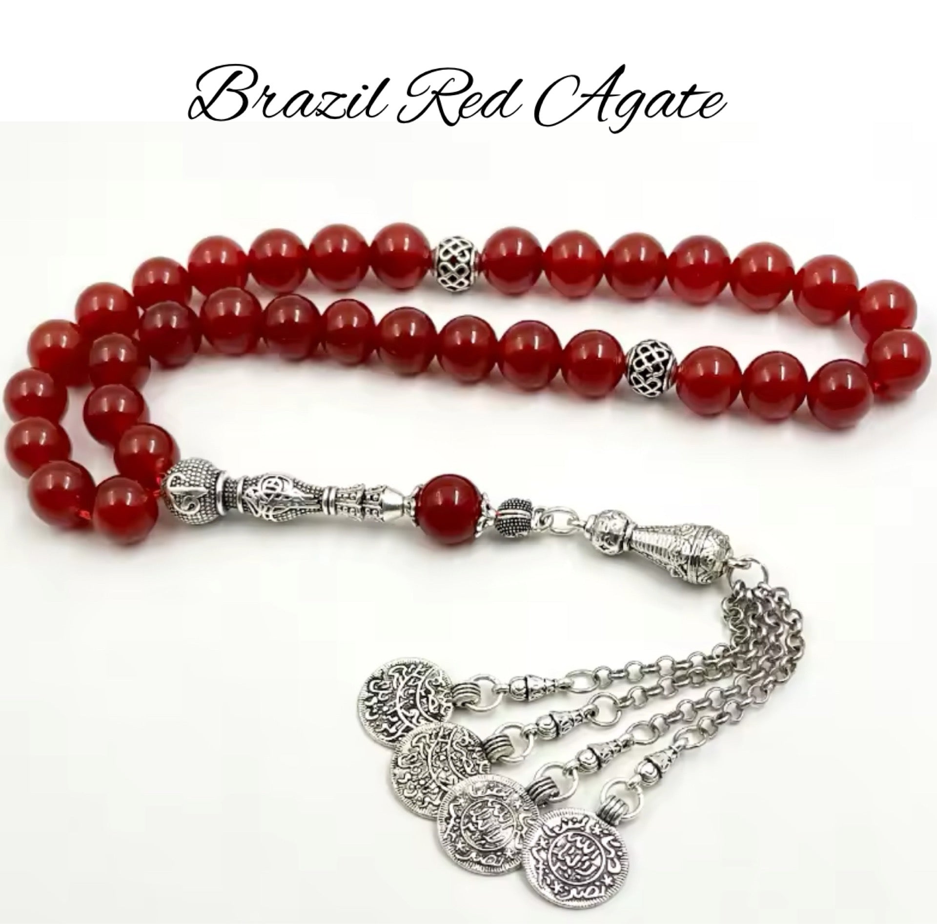 Natural Stone Gemstone Muslim Prayer Beads Tasbih Misbaha (11 Styles, 33, 66, 99 Count, 3 Bead Sizes) - www.DeeneeShop.com