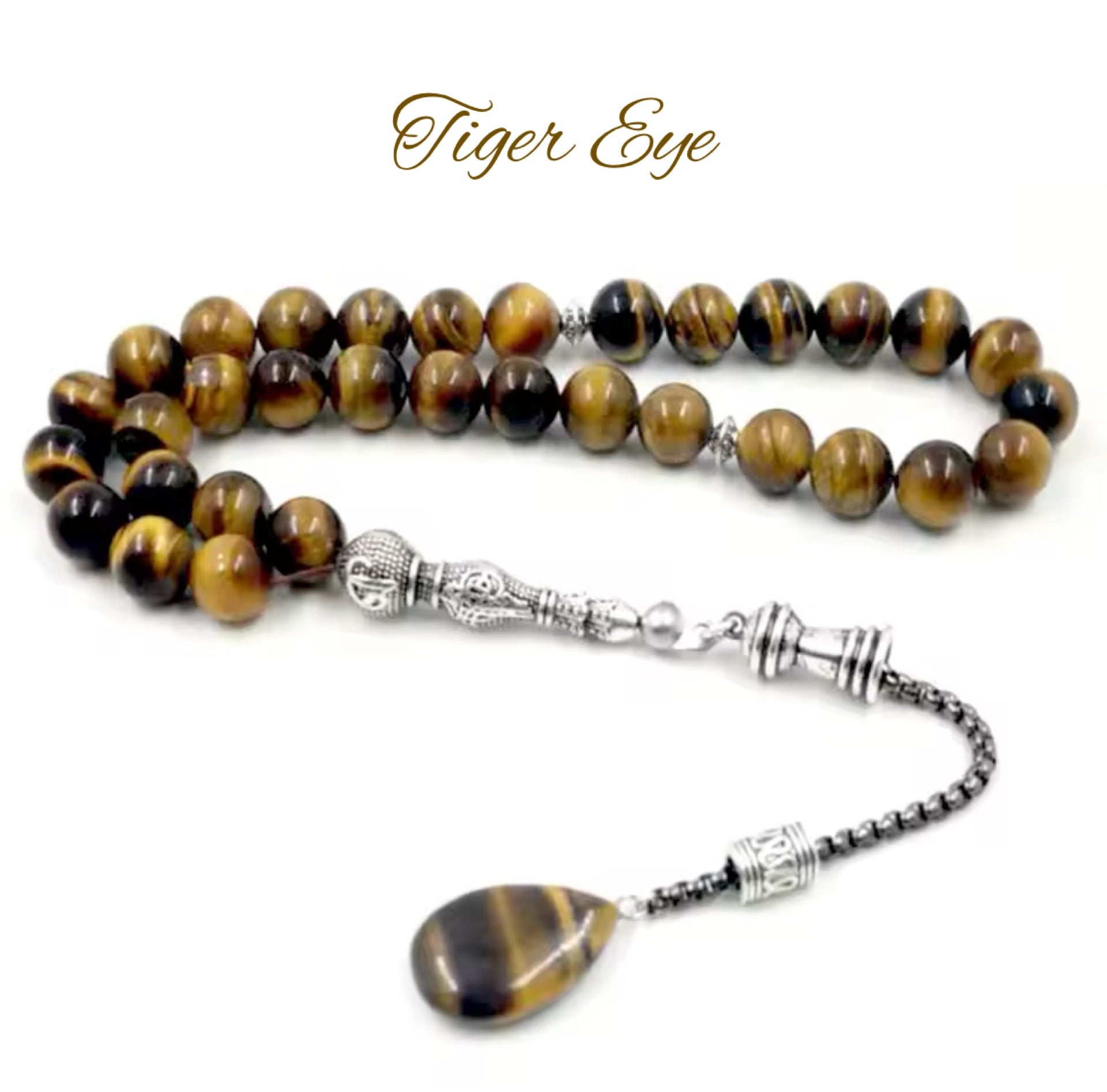 Natural Stone Gemstone Muslim Prayer Beads Tasbih Misbaha (11 Styles, 33, 66, 99 Count, 3 Bead Sizes) - www.DeeneeShop.com