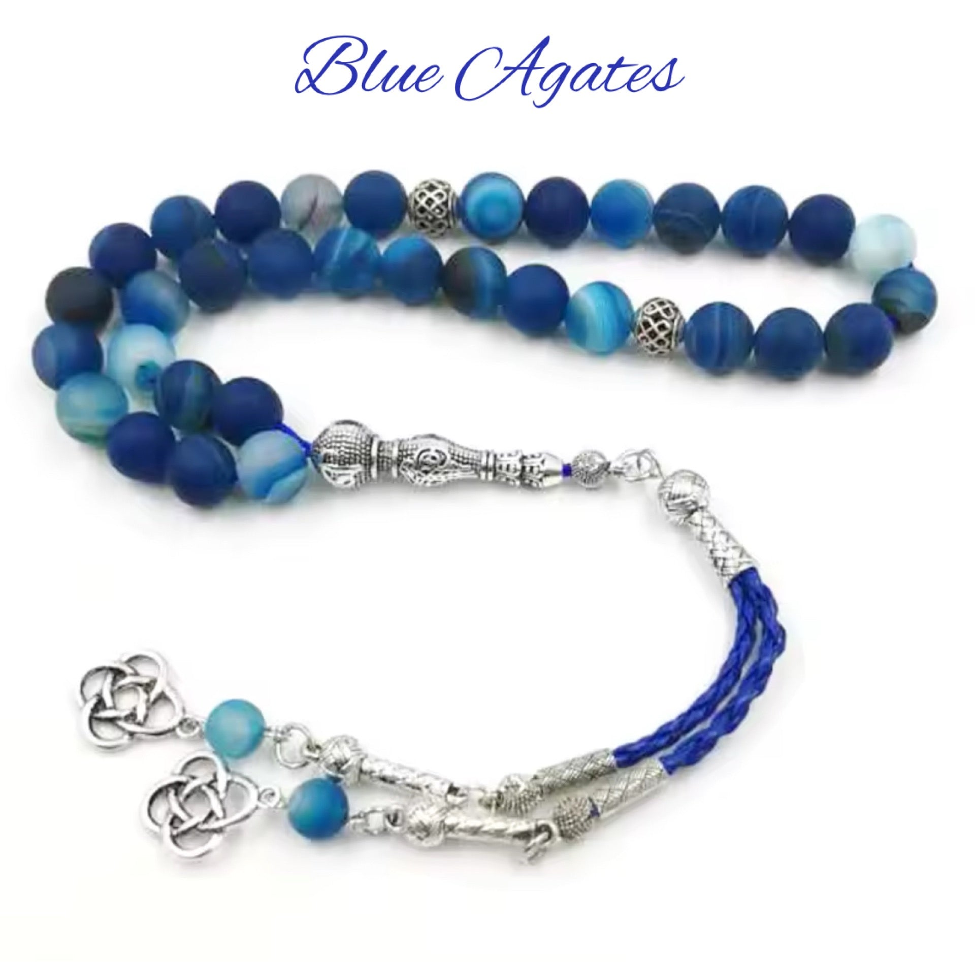 Natural Stone Gemstone Muslim Prayer Beads Tasbih Misbaha (11 Styles, 33, 66, 99 Count, 3 Bead Sizes) - www.DeeneeShop.com