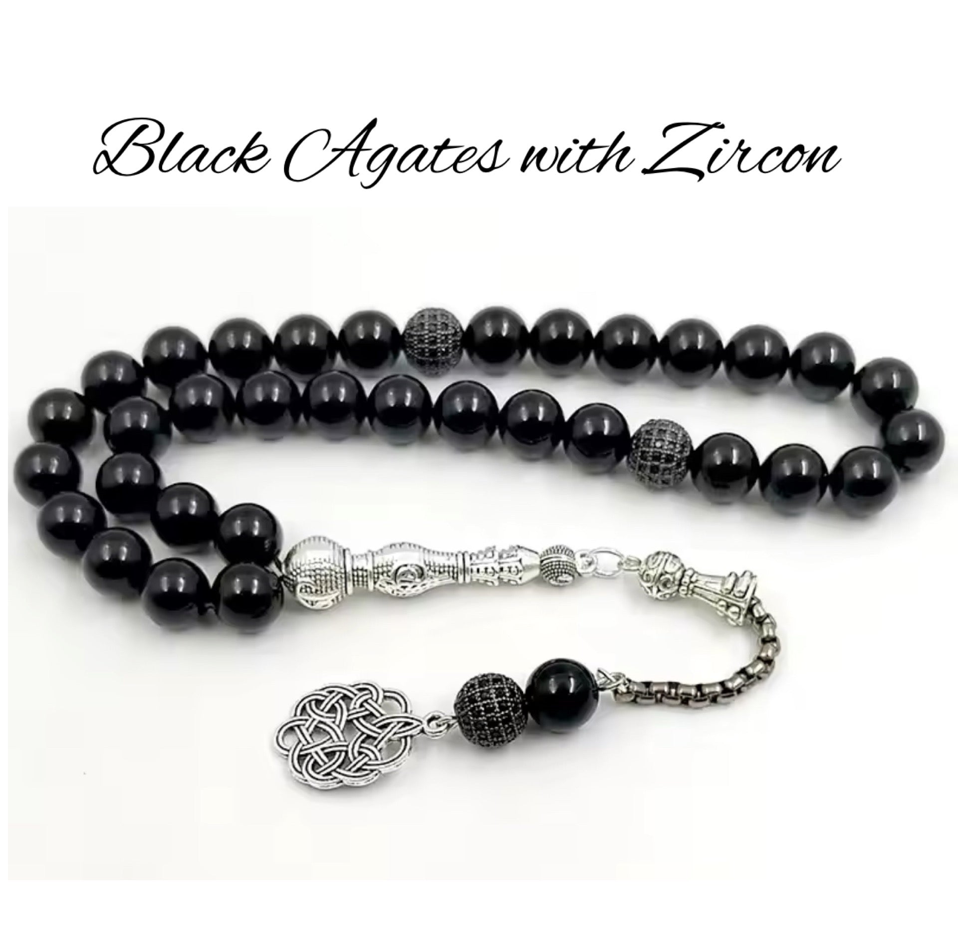 Natural Stone Gemstone Muslim Prayer Beads Tasbih Misbaha (11 Styles, 33, 66, 99 Count, 3 Bead Sizes) - www.DeeneeShop.com