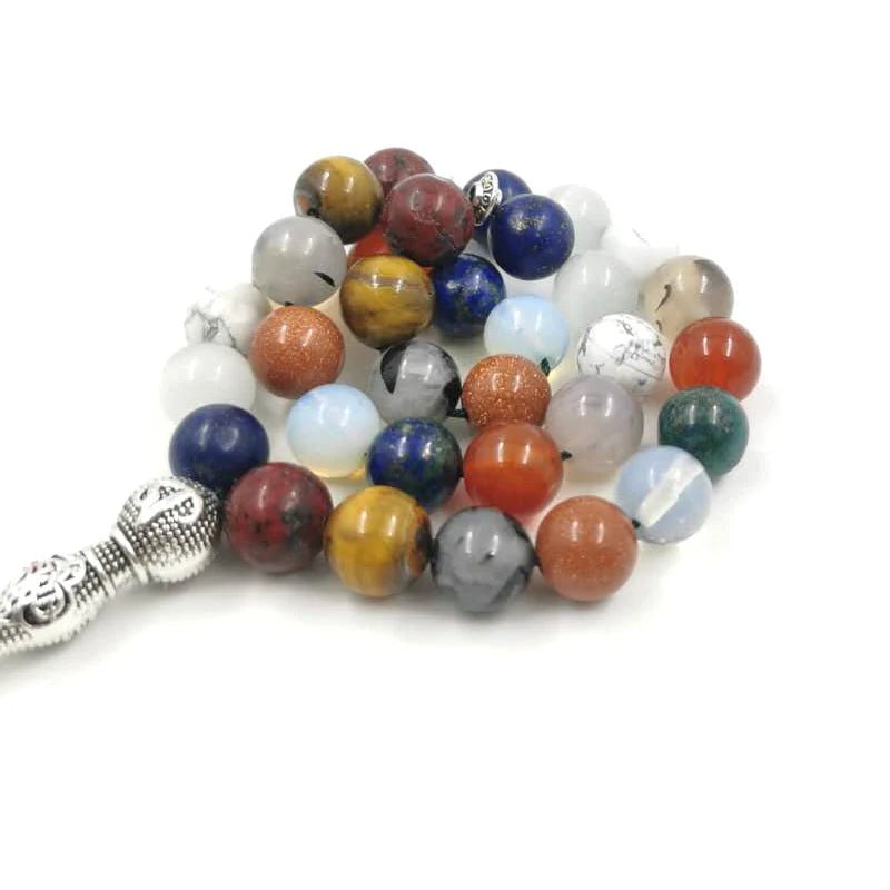 Natural Stone Gemstone Muslim Prayer Beads Tasbih Misbaha (11 Styles, 33, 66, 99 Count, 3 Bead Sizes) - www.DeeneeShop.com