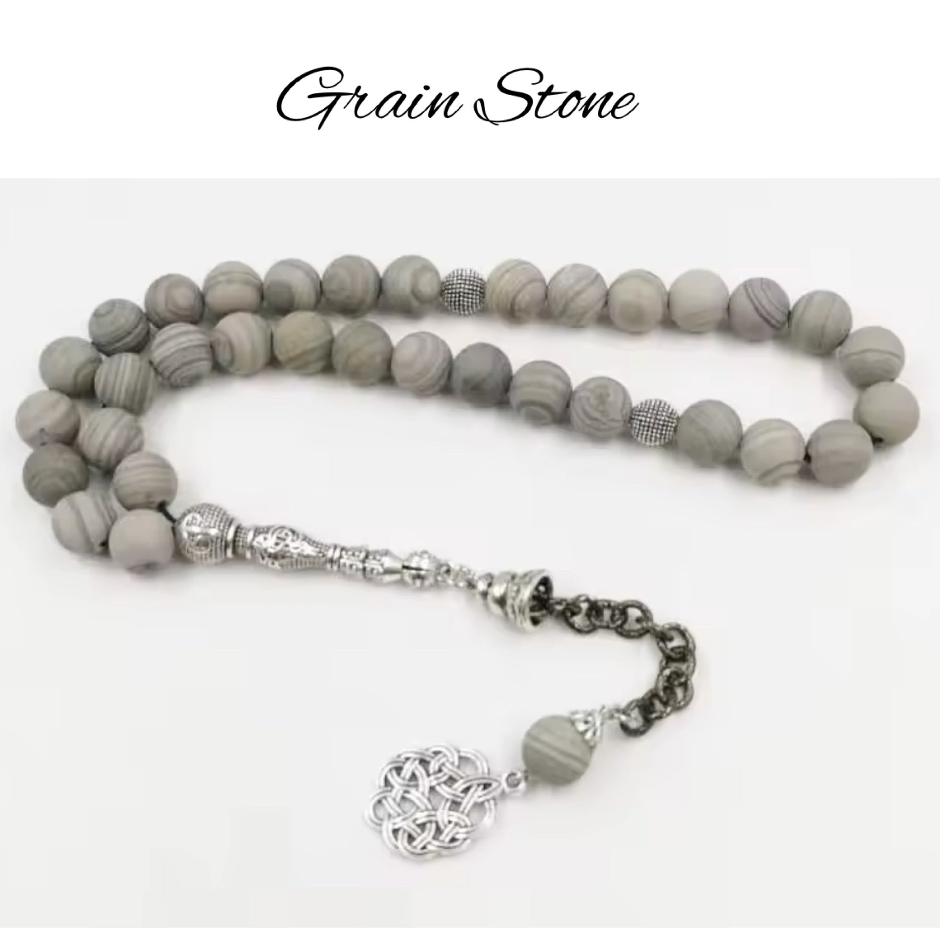 Natural Stone Gemstone Muslim Prayer Beads Tasbih Misbaha (11 Styles, 33, 66, 99 Count, 3 Bead Sizes) - www.DeeneeShop.com