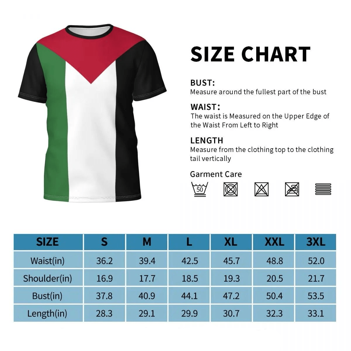 Palestine Flag Short Sleeve T-Shirt for Men & Women (6 Sizes) - www.DeeneeShop.com