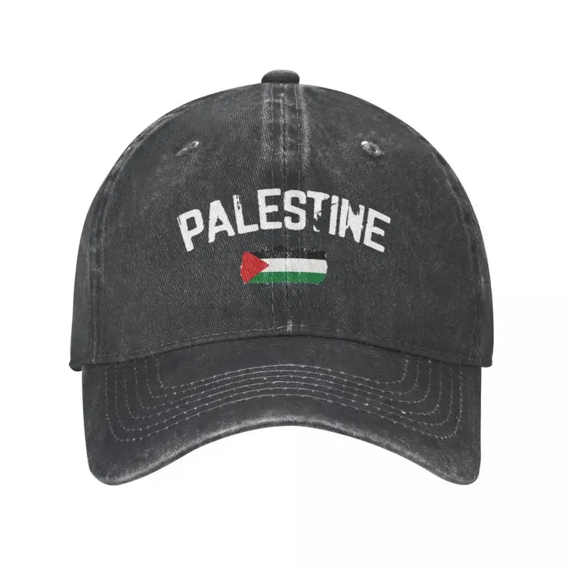 Palestine Flag Washed Baseball Cap Denim Snapback Hat (7 Colors) - www.DeeneeShop.com