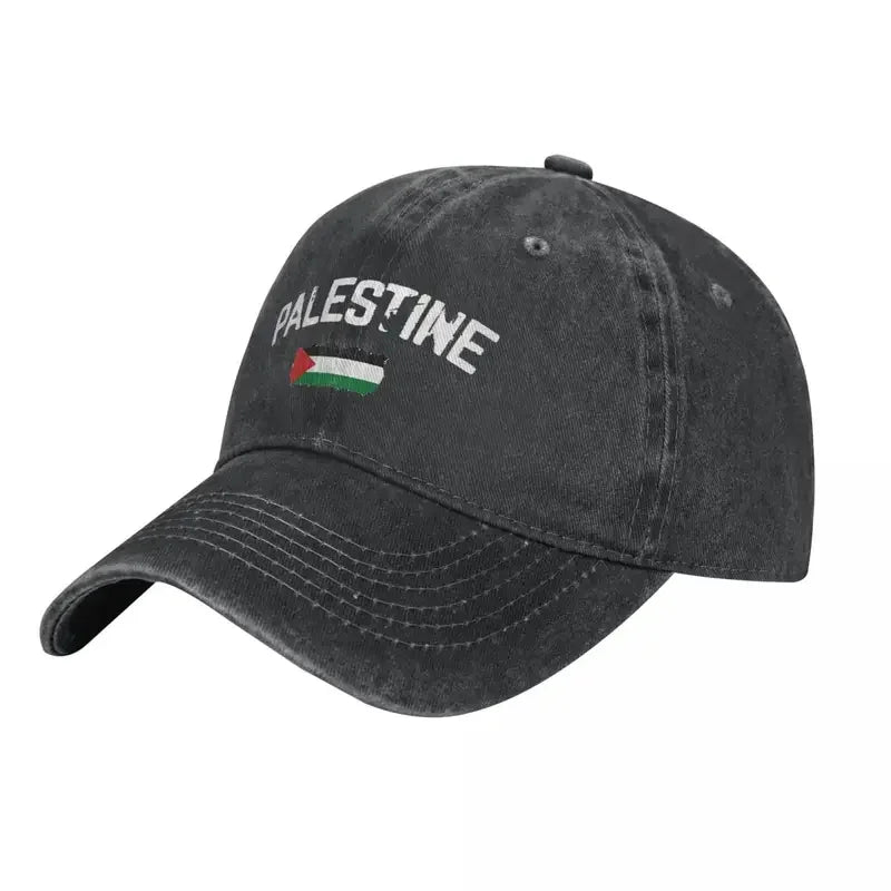 Palestine Flag Washed Baseball Cap Denim Snapback Hat (7 Colors) - www.DeeneeShop.com