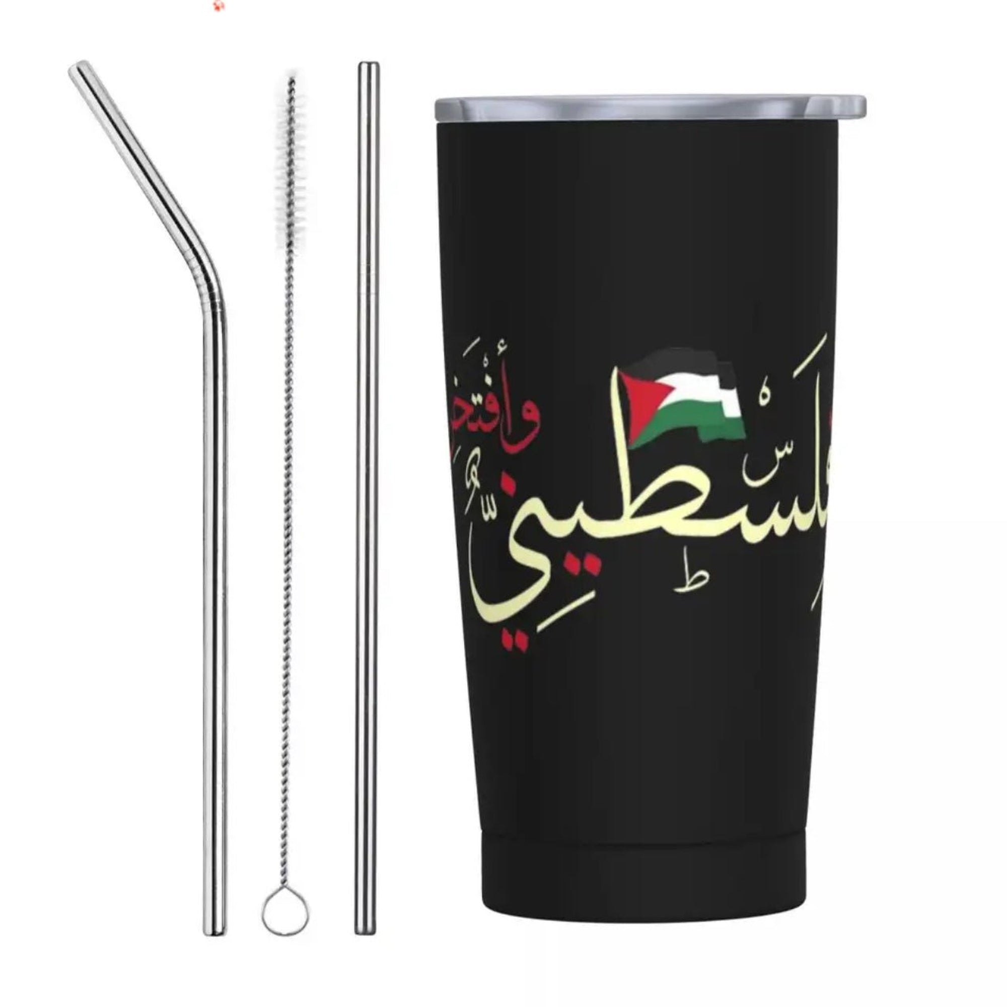 Palestine Tumbler Vacuum Insulated Cup with Lid & 2 Straws Spill Proof with Cleaning Brush (21 Styles) - www.DeeneeShop.com