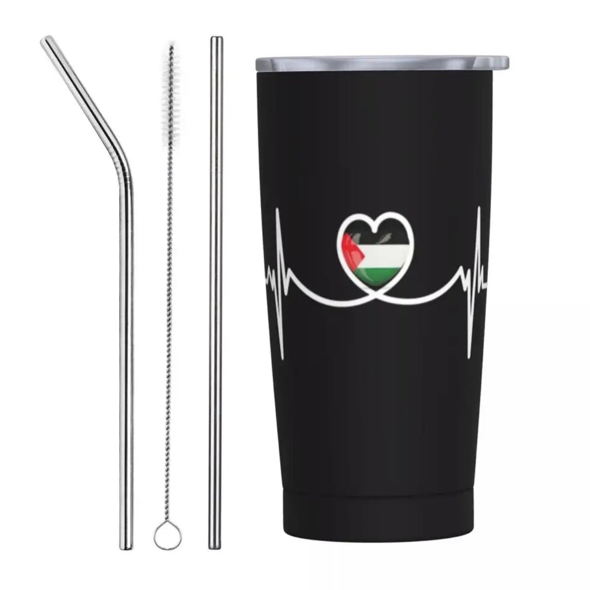 Palestine Tumbler Vacuum Insulated Cup with Lid & 2 Straws Spill Proof with Cleaning Brush (21 Styles) - www.DeeneeShop.com