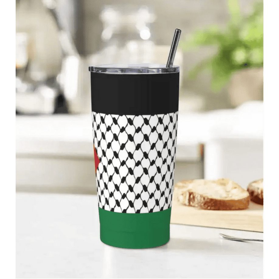 Palestine Tumbler Vacuum Insulated Cup with Lid & 2 Straws Spill Proof with Cleaning Brush (21 Styles) - www.DeeneeShop.com