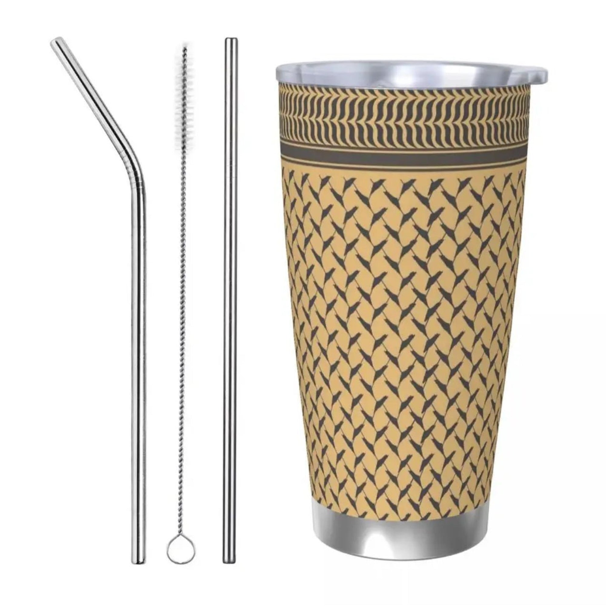 Palestine Tumbler Vacuum Insulated Cup with Lid & 2 Straws Spill Proof with Cleaning Brush (21 Styles) - www.DeeneeShop.com