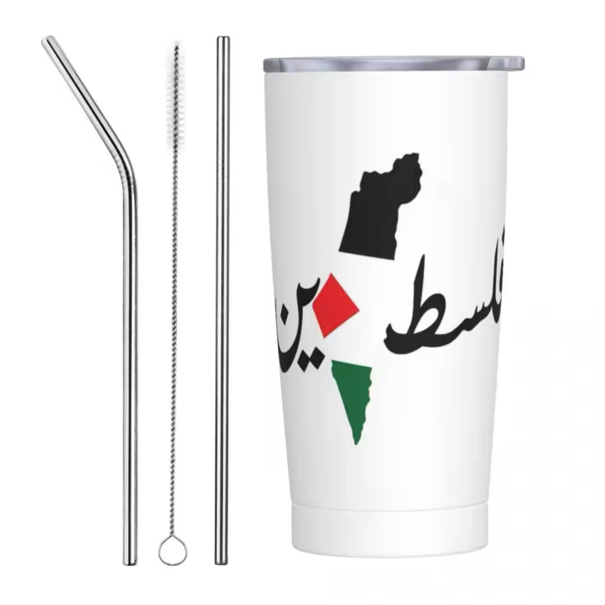 Palestine Tumbler Vacuum Insulated Cup with Lid & 2 Straws Spill Proof with Cleaning Brush (21 Styles) - www.DeeneeShop.com