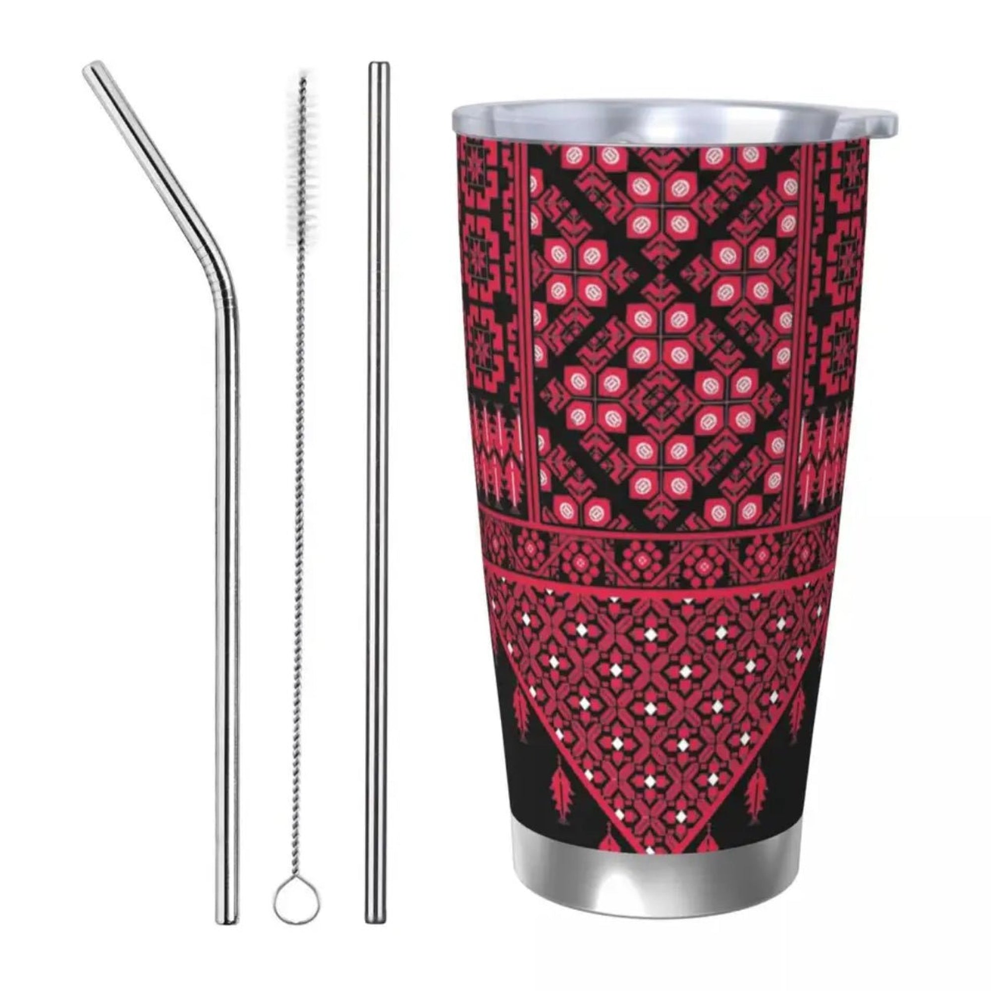 Palestine Tumbler Vacuum Insulated Cup with Lid & 2 Straws Spill Proof with Cleaning Brush (21 Styles) - www.DeeneeShop.com