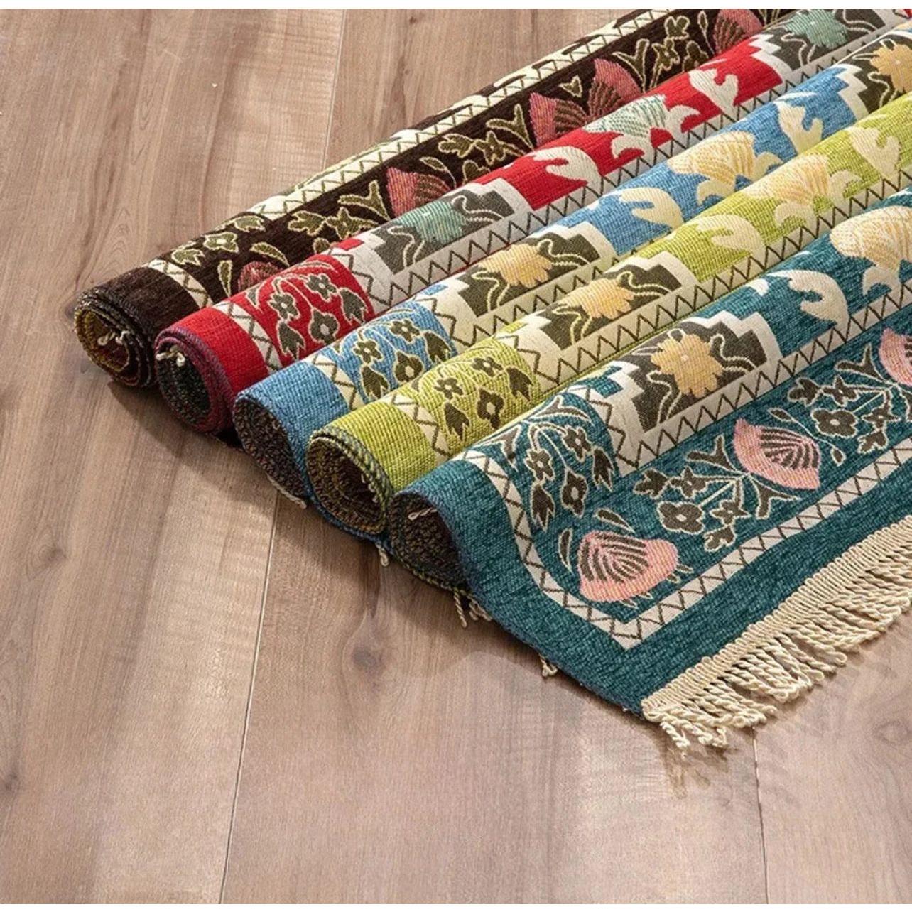 Prayer Janamaz Salat Rug Mat - Turkish Soft Floral with Travel Bag (5 Colors) - www.DeeneeShop.com