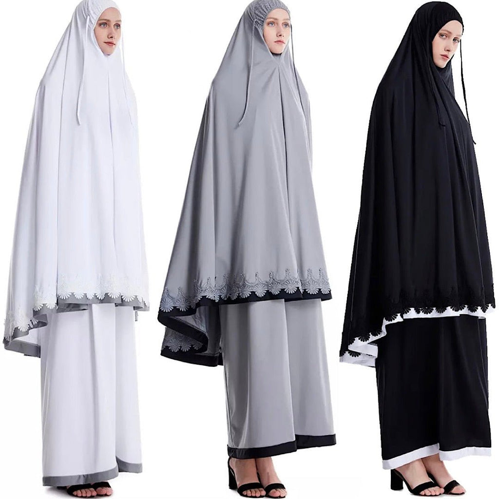 Women's 2 Piece Prayer Burka Hijab Outfit Dress (3 Colors) - www.DeeneeShop.com