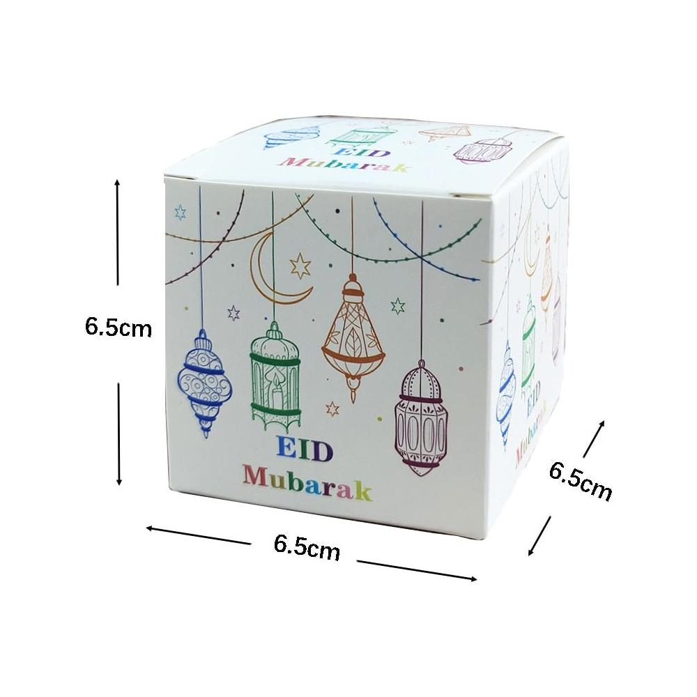 10 Pc Eid Mubarak Ramadan Kareem Box Shaped Gift Boxes for Cookies, Candy, Treats, Money (Multiple Designs) - www.DeeneeShop.com