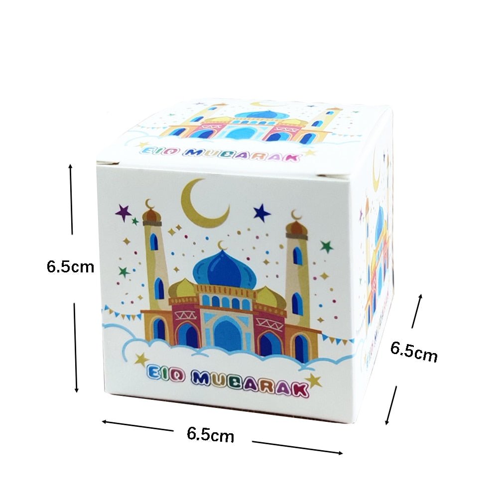 10 Pc Eid Mubarak Ramadan Kareem Box Shaped Gift Boxes for Cookies, Candy, Treats, Money (Multiple Designs) - www.DeeneeShop.com