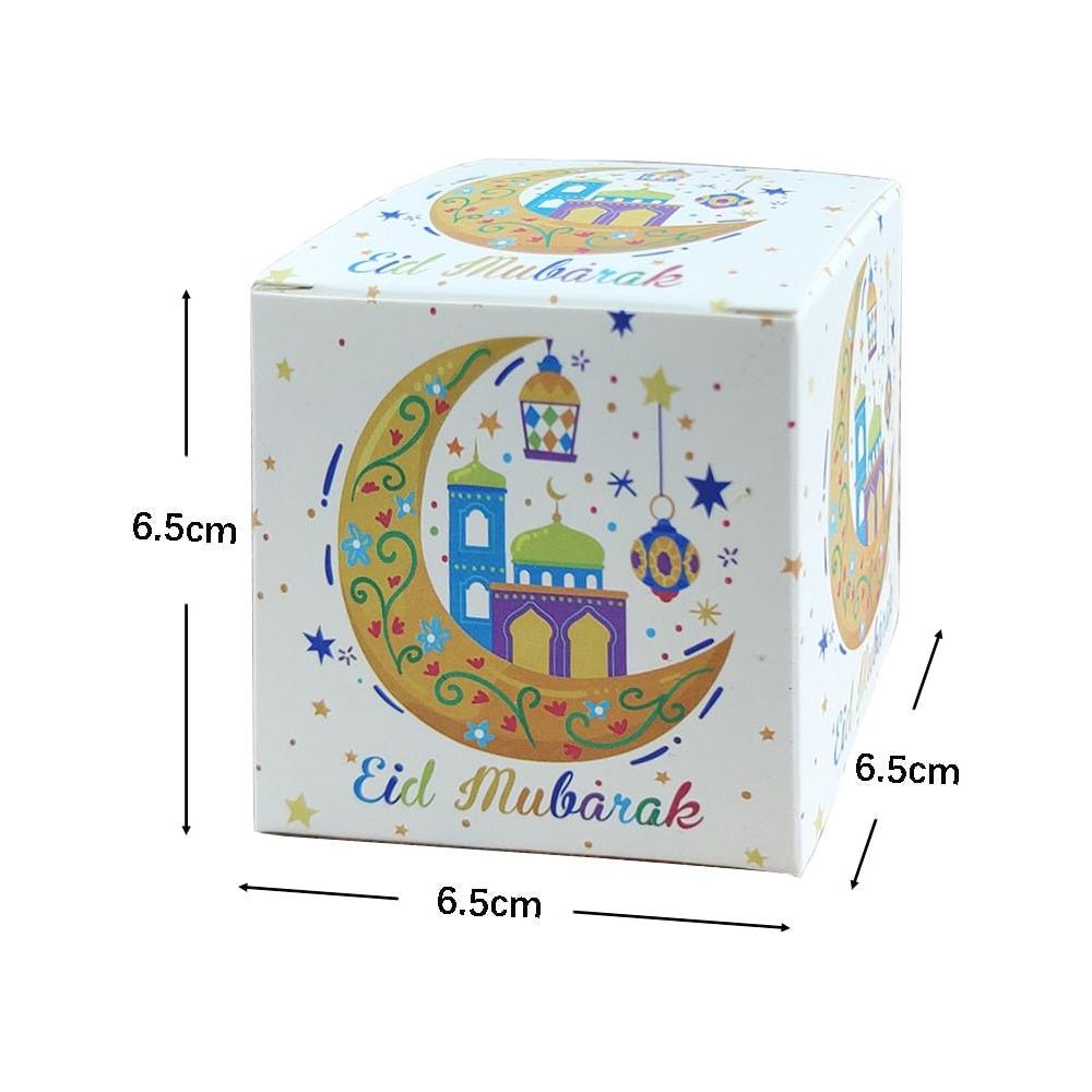 10 Pc Eid Mubarak Ramadan Kareem Box Shaped Gift Boxes for Cookies, Candy, Treats, Money (Multiple Designs) - www.DeeneeShop.com