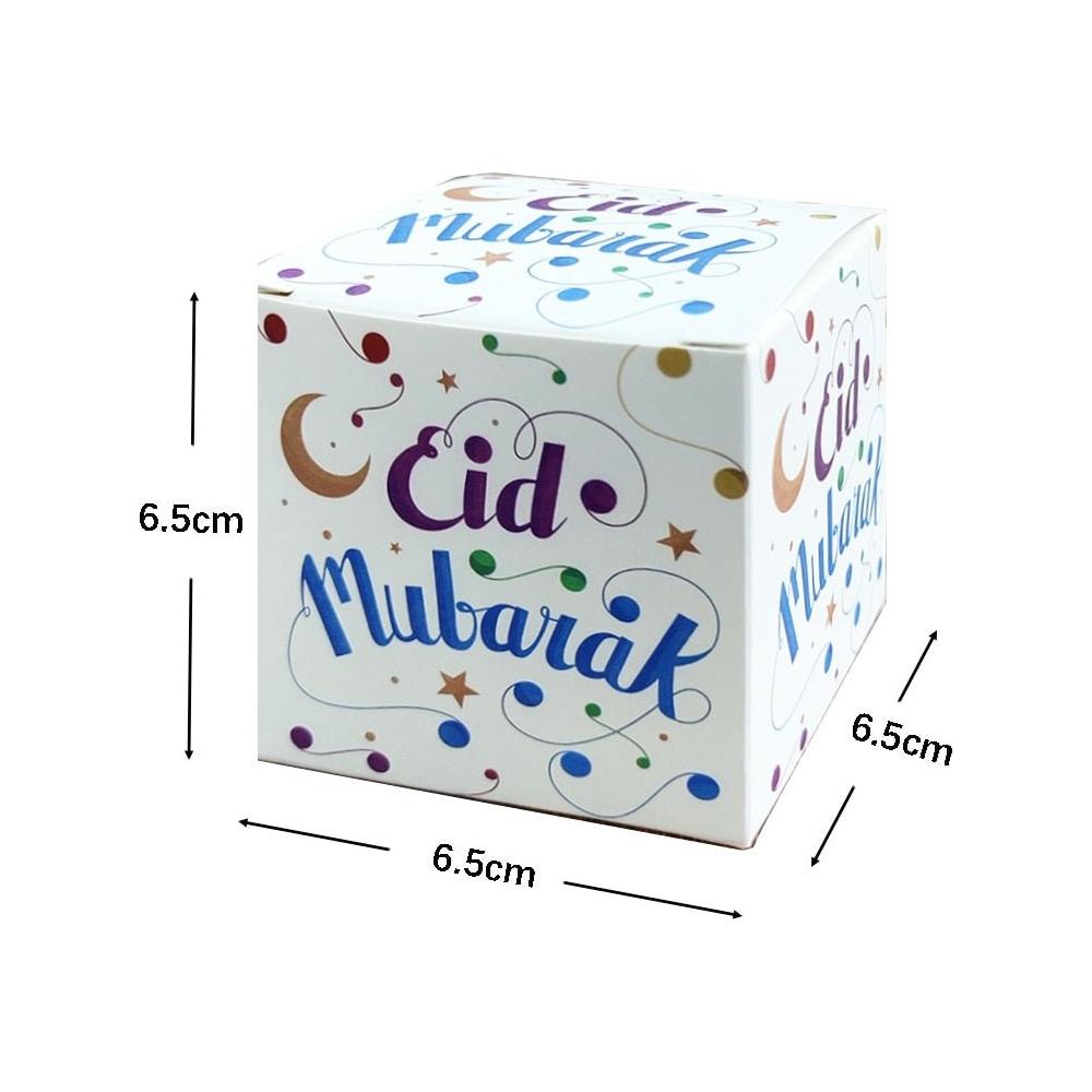 10 Pc Eid Mubarak Ramadan Kareem Box Shaped Gift Boxes for Cookies, Candy, Treats, Money (Multiple Designs) - www.DeeneeShop.com