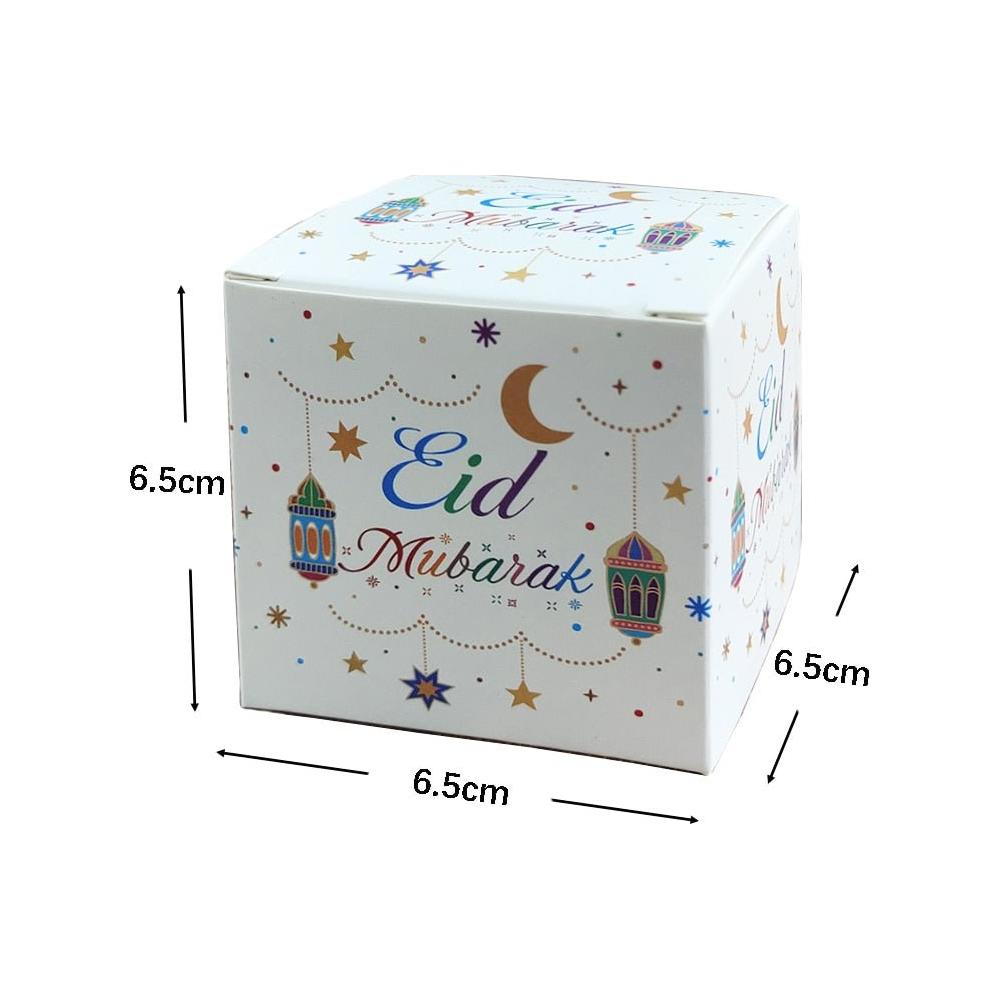 10 Pc Eid Mubarak Ramadan Kareem Box Shaped Gift Boxes for Cookies, Candy, Treats, Money (Multiple Designs) - www.DeeneeShop.com