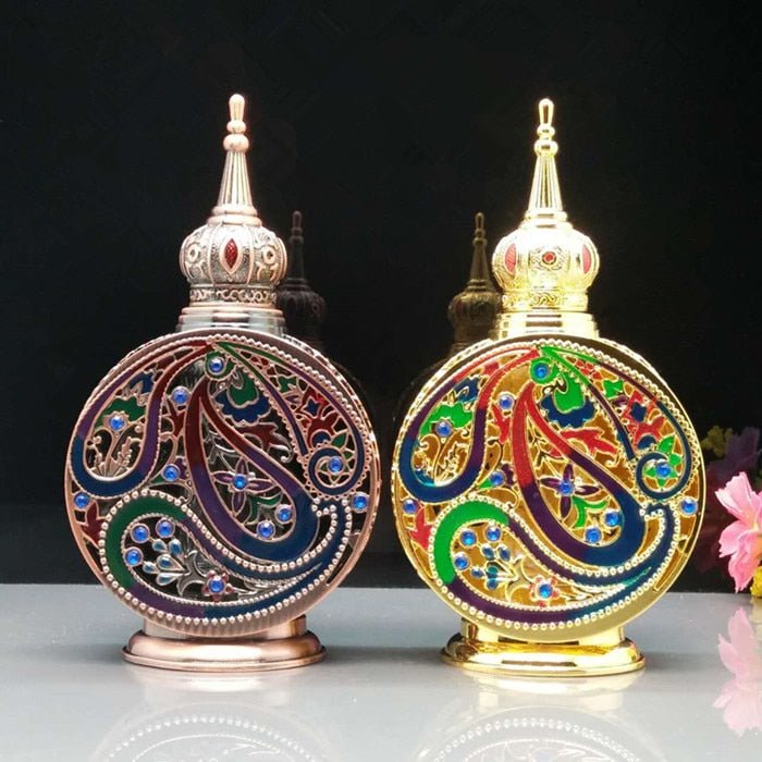 12 ML Essential Oil Ornate Perfume Bottle with Antique Finish - www.DeeneeShop.com