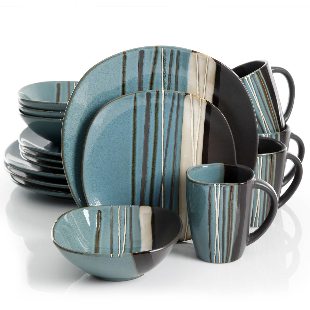 16-piece Multi-Color Ceramic Dinnerware Set (4 Colors) - www.DeeneeShop.com