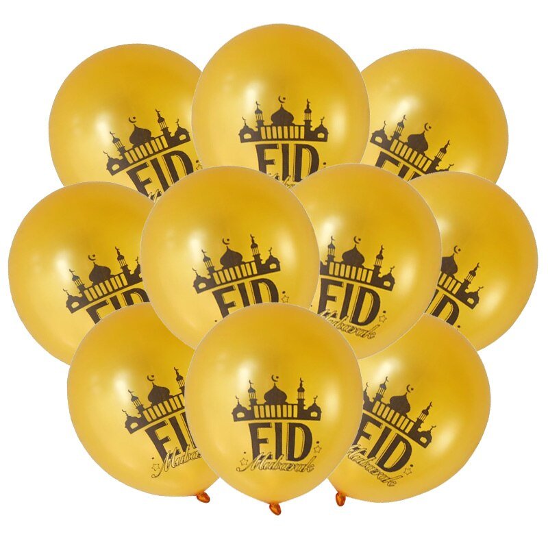 20 Pc Latex Confetti Eid Mubarak Balloons Muslim Party Supplies Ramadan Islamic Decoration - www.DeeneeShop.com