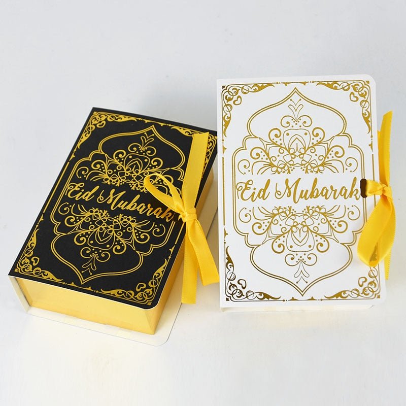 5 Pcs Eid Mubarak Book Shaped Chocolate Candy Boxes Ramadan Gift (Black or White) - www.DeeneeShop.com