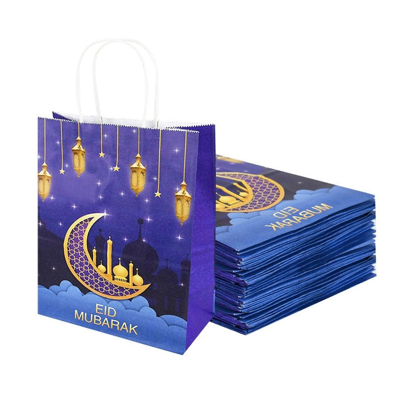 6 pc Eid Mubarak Ramadan Kareem Paper Gift Bags Islamic Festival Candy Favors Packaging - www.DeeneeShop.com