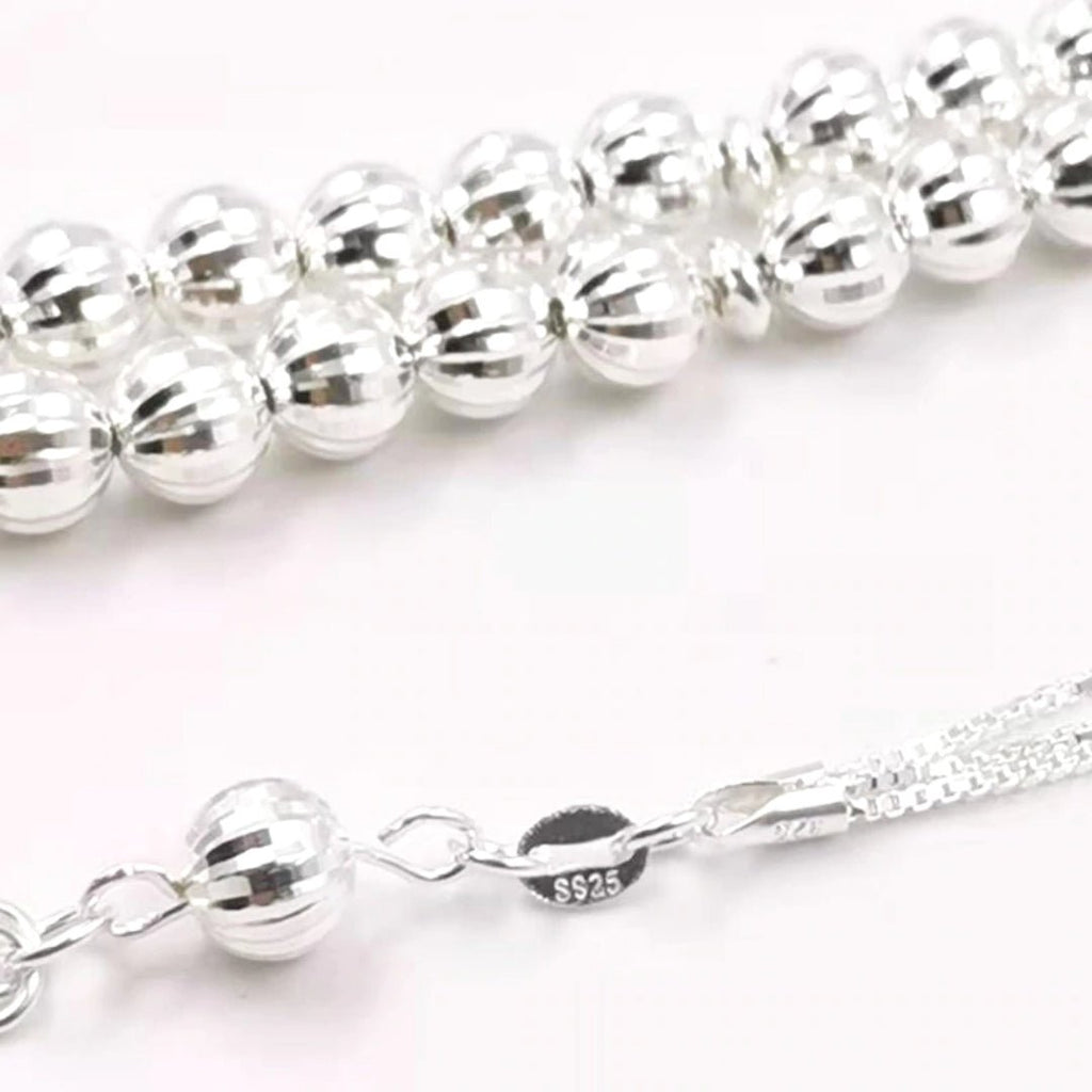 925 Pure Silver Bracelet Dhikr Tasbih (33 Beads) - www.DeeneeShop.com