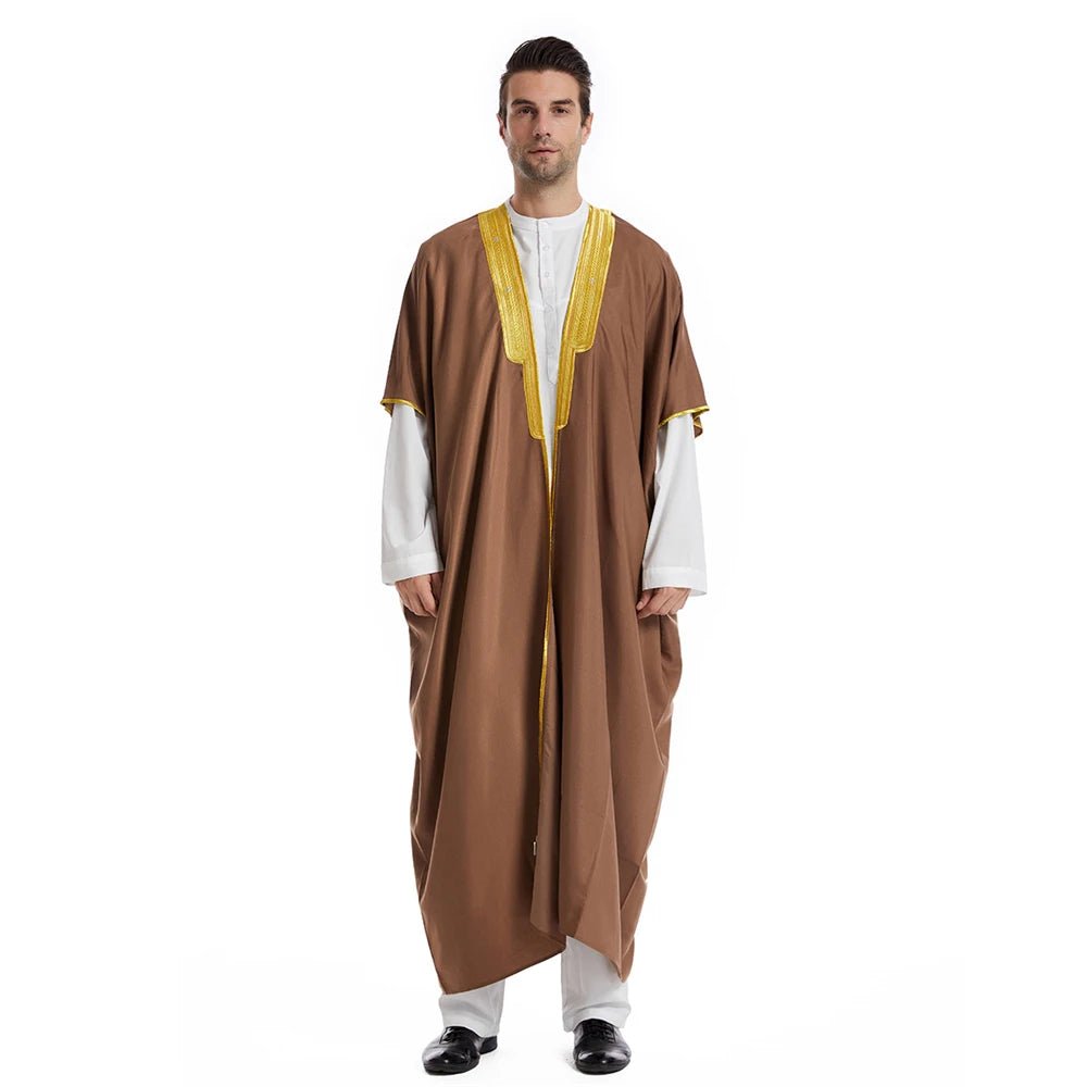 Arab Men Dishdasha Islamic Abaya Prayer Kaftan Middle Eastern Thobe (4 Colors, Short & Long Sleeve) - www.DeeneeShop.com