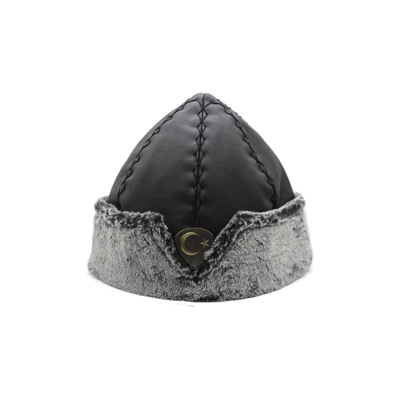 Ertugrul Ghazhi Dirilis Genuine Faux Leather Cap Kayi Tribe IYI Resurrection Turkish Ottoman Bork Hat 15 Styles (Made and Ships from Turkey) - www.DeeneeShop.com