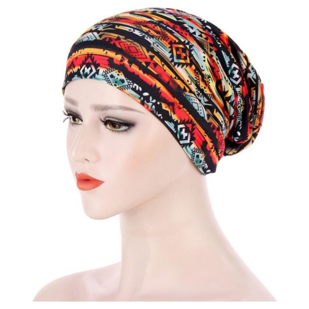 Floral Long Hair Bun Insert Ladies Headscarf Hijab Cotton Under Cap (12 Designs) - www.DeeneeShop.com