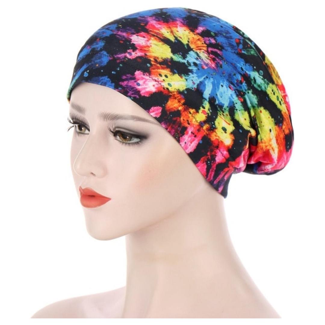 Floral Long Hair Bun Insert Ladies Headscarf Hijab Cotton Under Cap (12 Designs) - www.DeeneeShop.com