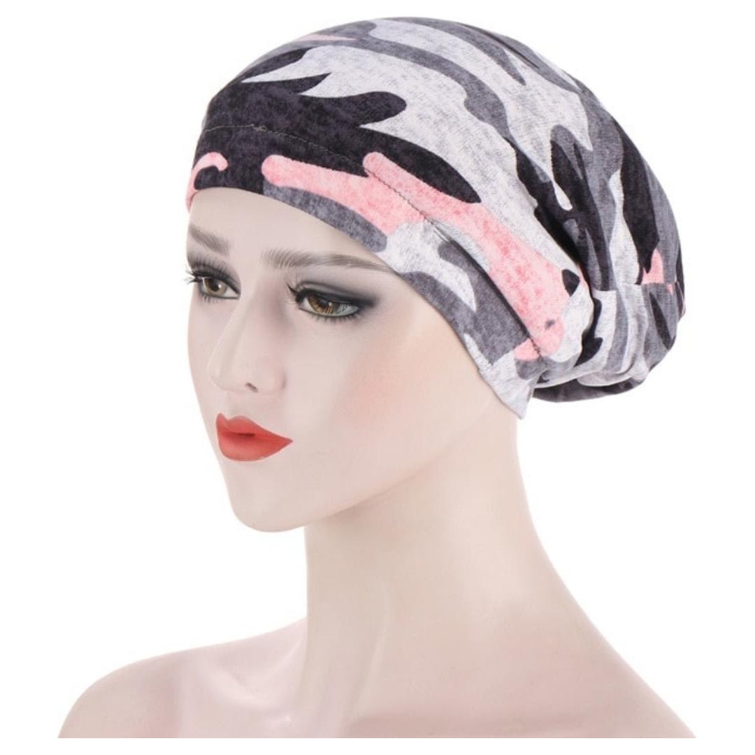 Floral Long Hair Bun Insert Ladies Headscarf Hijab Cotton Under Cap (12 Designs) - www.DeeneeShop.com