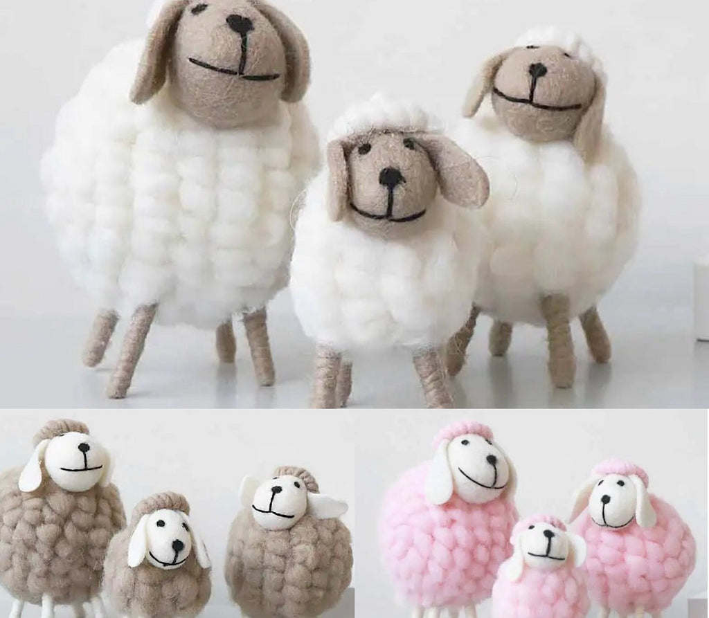 Handmade Felt Wool Sheep Animal Home Decoration for Eid (3 Colors, 3 Sizes) - www.DeeneeShop.com