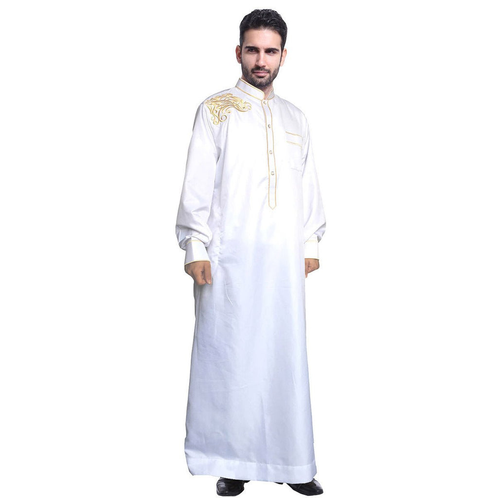 Islamic Long Sleeve Thawb Shoulder Design Jubbah Kaftan (5 Colors) - www.DeeneeShop.com