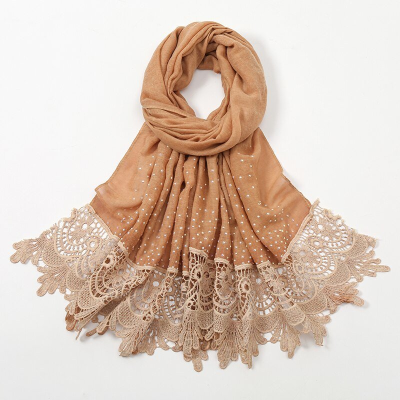 Ladies Floral Tassel Cotton Hijabs for Women Embroidered Scarf (9 Colors) - www.DeeneeShop.com